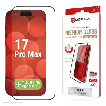 Displex Premium näytönsuoja (Full Cover, 10H) Apple iPhone 17 Pro Max, Eco-asennuskehys, Full Cover