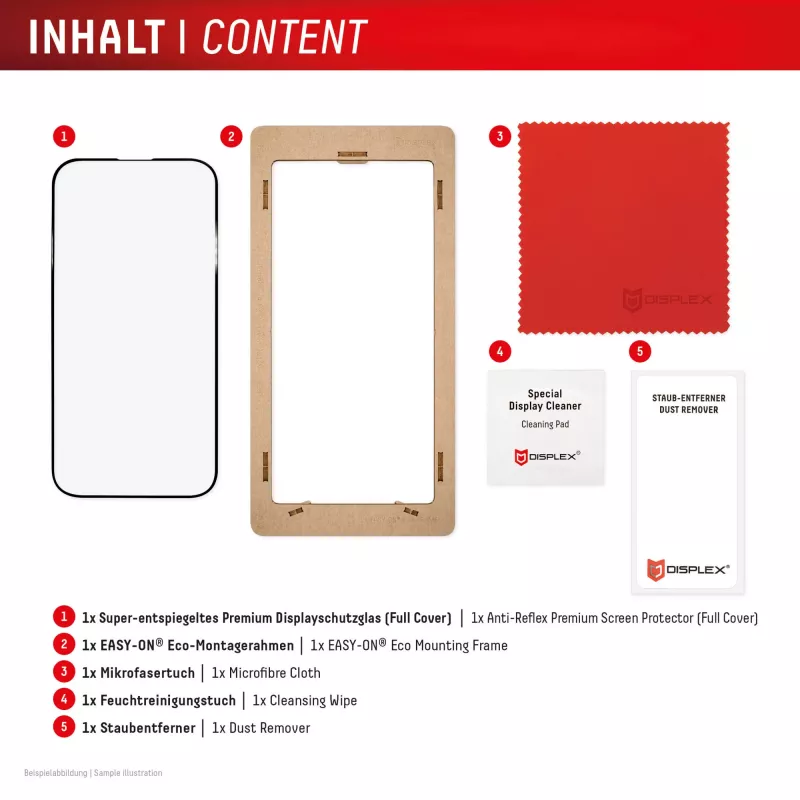 Displex Premium näytönsuoja (Full Cover, 10H) Apple iPhone 17 Pro Max, Eco-asennuskehys, Full Cover