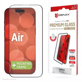 Displex Premium suojakalvo (täysi peitto, 10H) Apple iPhone Air, Eco-asennuskehys, täysi peitto