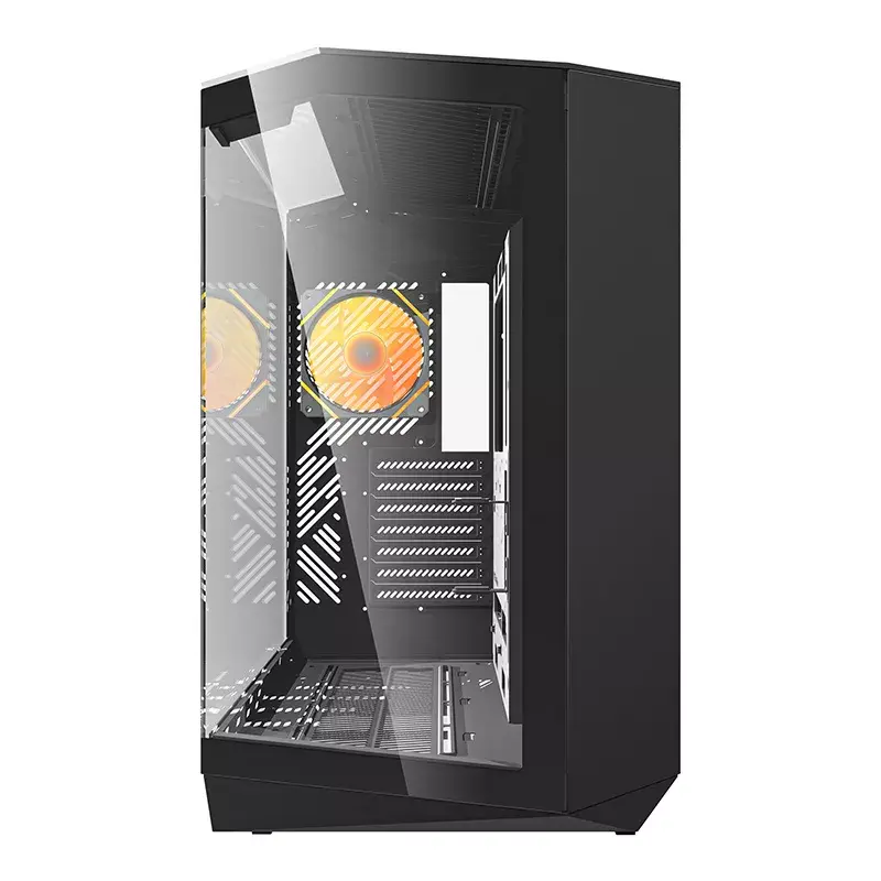 Tietokonekotelo Darkflash DY470 ATX musta 4 tuulettimella ja GPU-telineellä