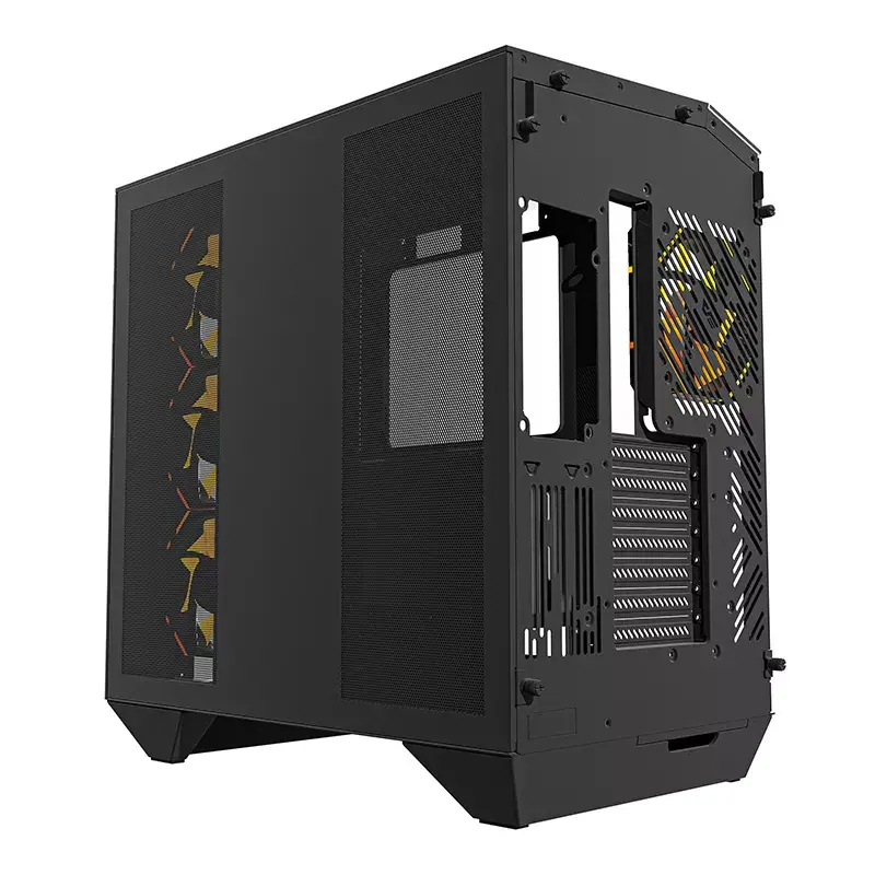 Tietokonekotelo Darkflash DY470 ATX musta 4 tuulettimella ja GPU-telineellä
