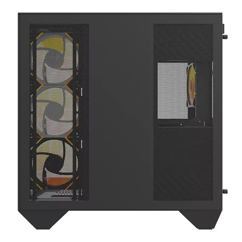 Tietokonekotelo Darkflash DY470 ATX musta 4 tuulettimella ja GPU-telineellä