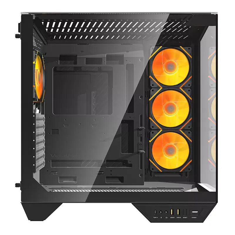 Tietokonekotelo Darkflash DY470 ATX musta 4 tuulettimella ja GPU-telineellä