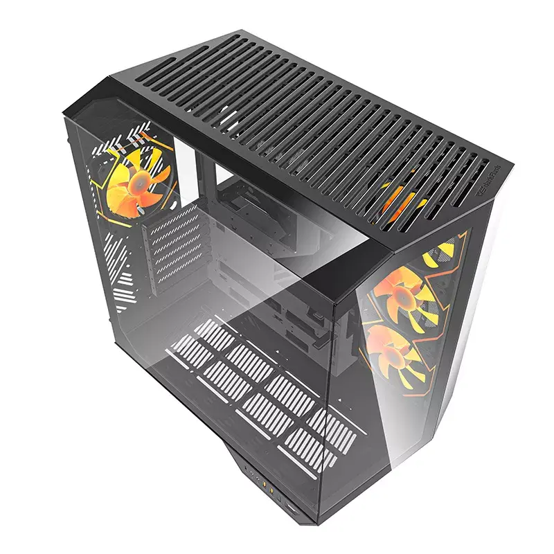 Tietokonekotelo Darkflash DY470 ATX musta 4 tuulettimella ja GPU-telineellä