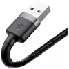 USB-A - Lightning -kaapeli Baseus Cafule (CALKLF-CG1) – nailonpunos, QC3.0 1,5 A, 2 m, harmaa/musta
