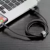 USB-A - Lightning -kaapeli Baseus Cafule (CALKLF-CG1) – nailonpunos, QC3.0 1,5 A, 2 m, harmaa/musta
