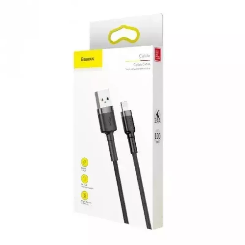 Baseus Cafule CALKLF-AG1 USB-A–Lightning-kaapeli, 2,4 A, 0,5 m, musta/harmaa