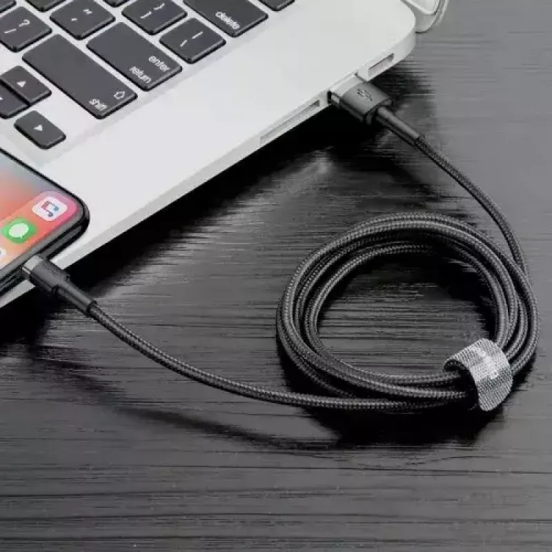 Baseus Cafule CALKLF-AG1 USB-A–Lightning-kaapeli, 2,4 A, 0,5 m, musta/harmaa