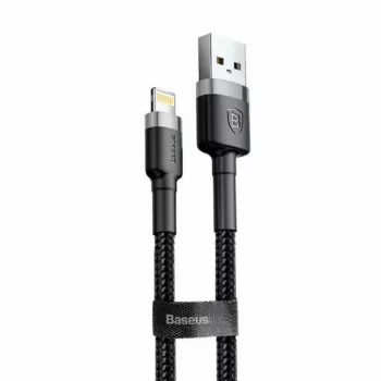 Baseus CALKLF-AG1 nailon-data- & latauskaapeli USB-C QC3.0 2.4A - Lightning 0,5 m musta, harmaa