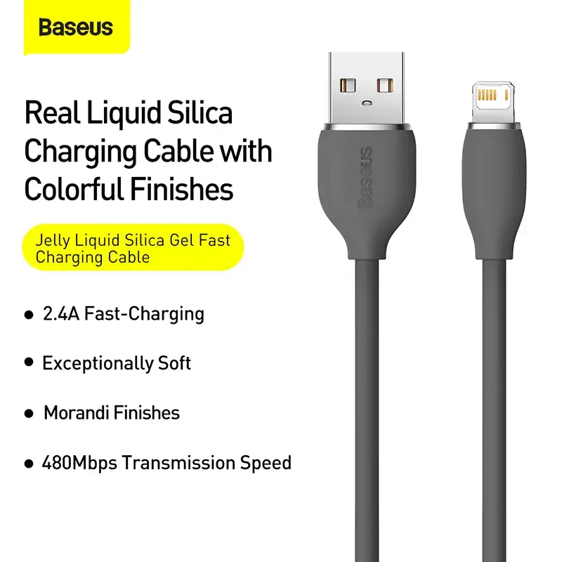 USB 2.0 -datakaapeli Baseus Jelly Lightning - USB-A 1,2 m, musta