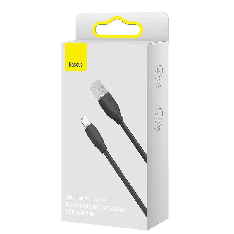 USB 2.0 -datakaapeli Baseus Jelly Lightning - USB-A 1,2 m, musta