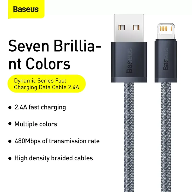 Baseus Dynamic 2 m harmaa Lightning - USB-A -kaapeli