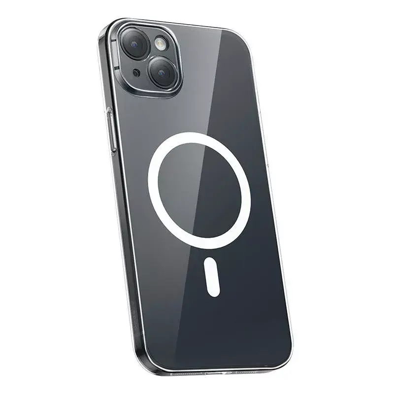 Baseus Magnetic Crystal Clear puhelinkotelo iPhone 13 -puhelimeen, läpinäkyvä, karkaistu lasinen näytönsuojus
