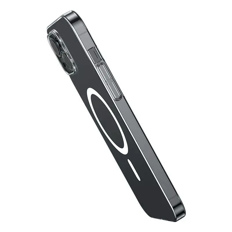 Baseus Magnetic Crystal Clear puhelinkotelo iPhone 13 -puhelimeen, läpinäkyvä, karkaistu lasinen näytönsuojus