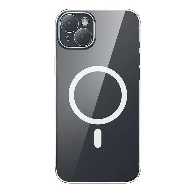 Baseus Magnetic Crystal Clear puhelinkotelo iPhone 13 -puhelimeen, läpinäkyvä, karkaistu lasinen näytönsuojus