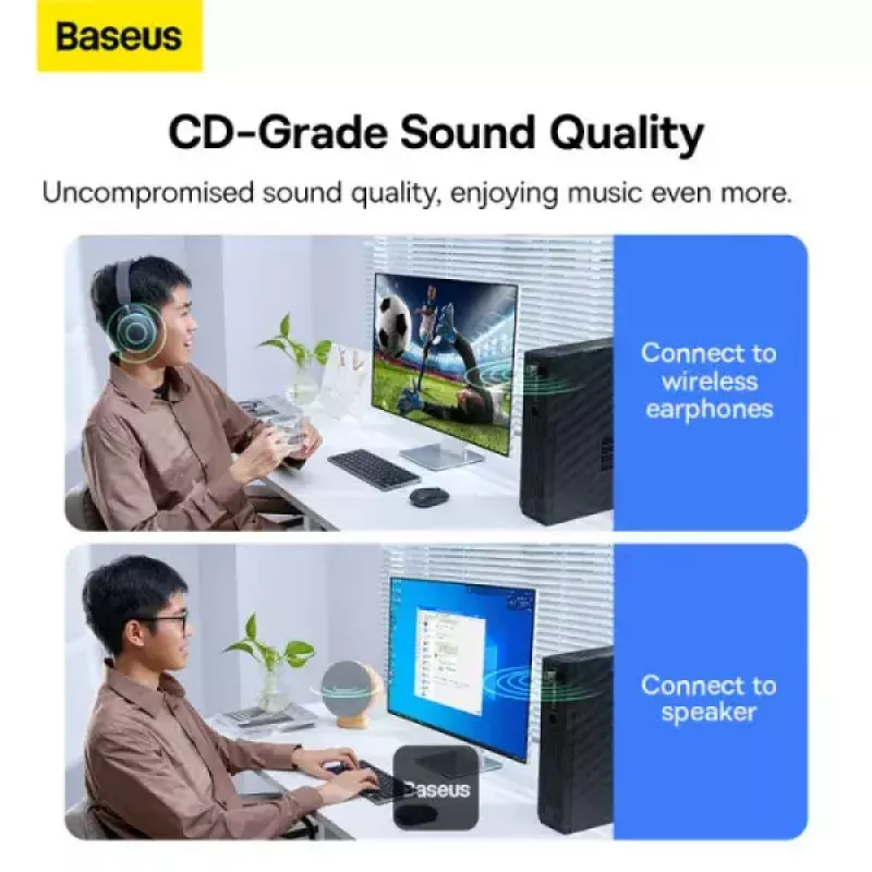 Baseus BA07 Mini Bluetooth-sovitin PC-tietokoneelle, USB 5.3 langaton Bluetooth-vastaanotin - musta