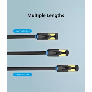 Ethernet-verkkokaapeli Vention Cat.8 S/FTP 1 m musta RJ-45 kullattu