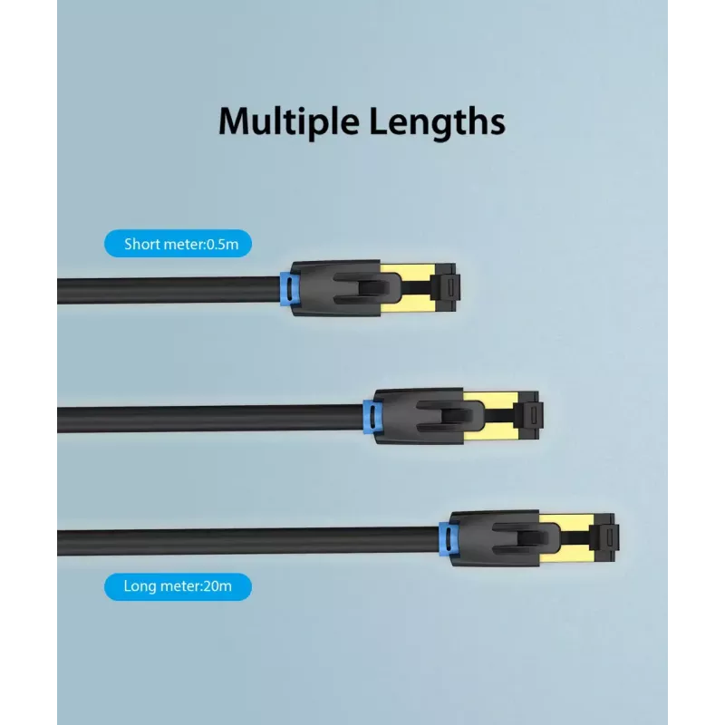 Ethernet-verkkokaapeli Vention Cat.8 S/FTP 1 m musta RJ-45 kullattu