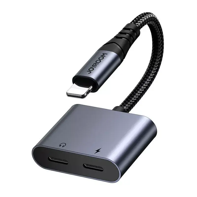 2-in-1 äänisovitin Joyroom SY-L01 Lightning 3,5 mm + Lightning, musta