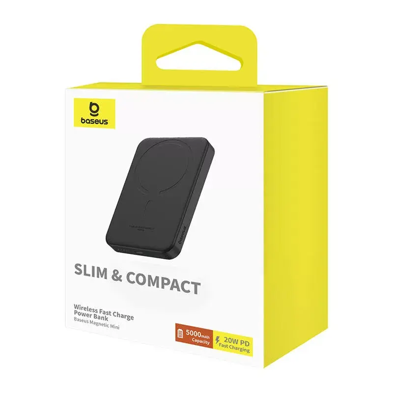 Magneettinen mini-varavirtalähde Baseus 5000mAh 20W (musta)