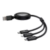 USB 3-in-1 -kaapeli Baseus Free2Draw (USB-A–Micro USB + Lightning + USB-C), 100 W, 1,1 m, musta