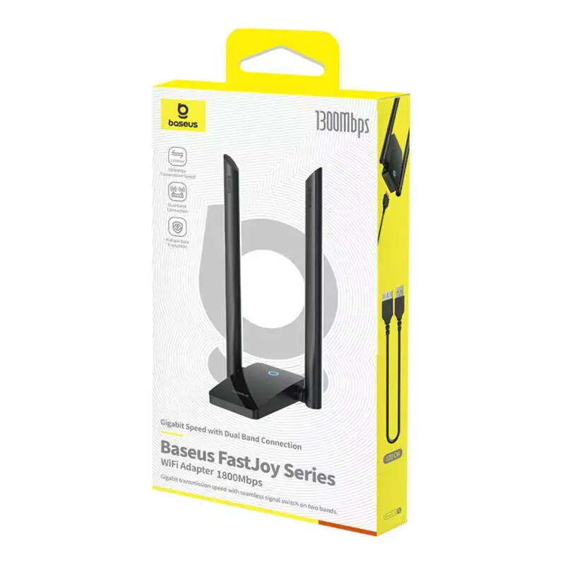 WLAN-sovitin Baseus FastJoy 1800 Mbit/s musta – dualband-USB-verkkosovitin