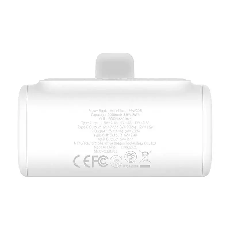 Varavirtalähde OS-Baseus Compact IP 5000mAh 20W (valkoinen)