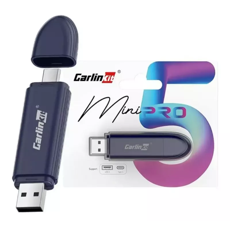 Carlinkit-automedialähetin MINI PRO – musta, 81,3×21×10,5 mm