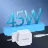 CHOETECH PD8007 GaN USB-C-laturi 45 W, PD3.0, QC3.0, PPS, EU, valkoinen