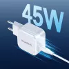 CHOETECH PD8007 GaN USB-C-laturi 45 W, PD3.0, QC3.0, PPS, EU, valkoinen