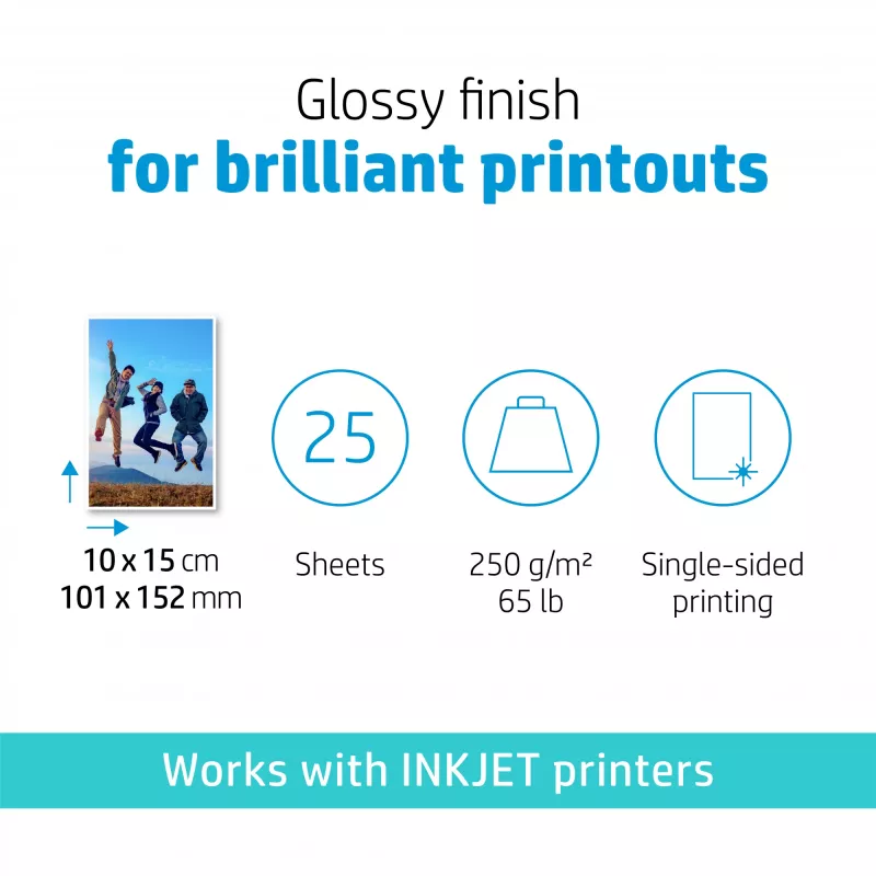 HP Advanced Photo Paper Glossy 250 g/m2 10 x 15 cm (101 x 152 mm) 25 arkkia