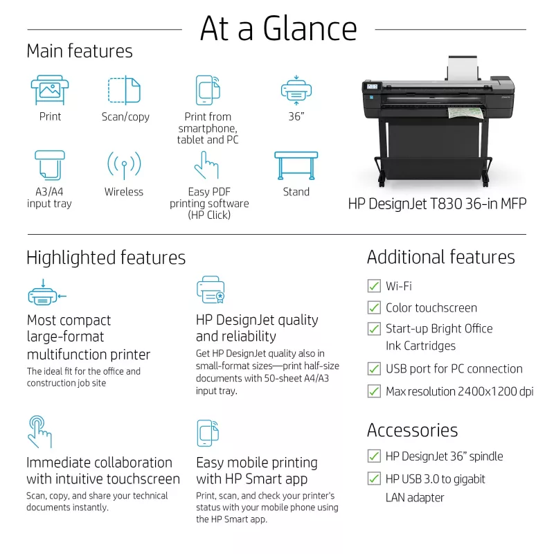 HP Designjet T830 24-in monitoimitulostin