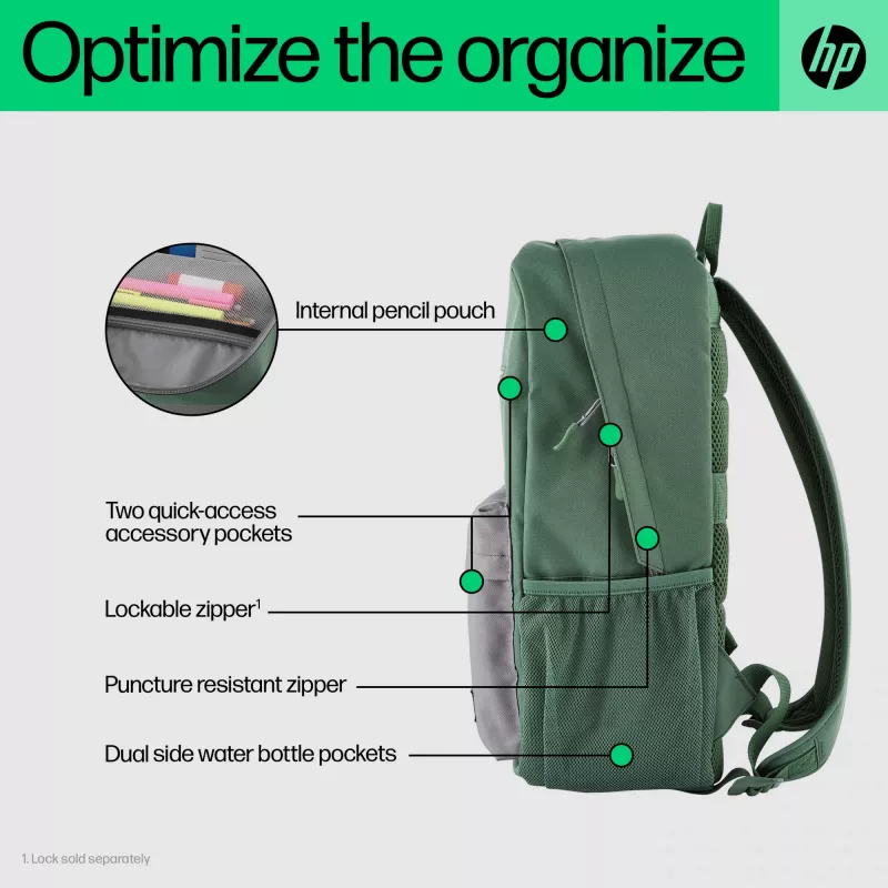 Rento reppu HP Campus vihreä Backpack vihreä harmaa polyesteri
