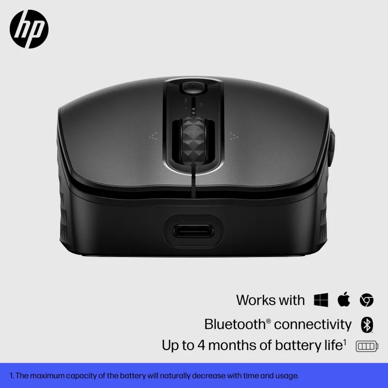 HP 695 ladattava langaton hiiri, molempikätinen, Bluetooth, 4000 DPI, musta
