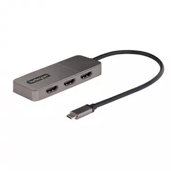 StarTech.com 3-porttinen USB-C MST-keskitin – USB Type-C 3x HDMI -moninäyttöadapteri kannettavalle tietokoneelle – Triple HDMI jopa 4K 60 Hz DP 1.4 Alt Mode & DSC -tuella – HDR – 30 cm kaapeli – vain Windows