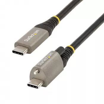 StarTech.com 1 m yläruuvilukittuva USB-C-kaapeli 10 Gbit/s – USB 3.1/3.2 Gen 2 Type-C-kaapeli – 100 W (5 A) Power-Delivery-lataus, DP-Alt-tila – yksittäinen ruuvilukitus, USB-C-kaapeli lataukseen/synkronointiin