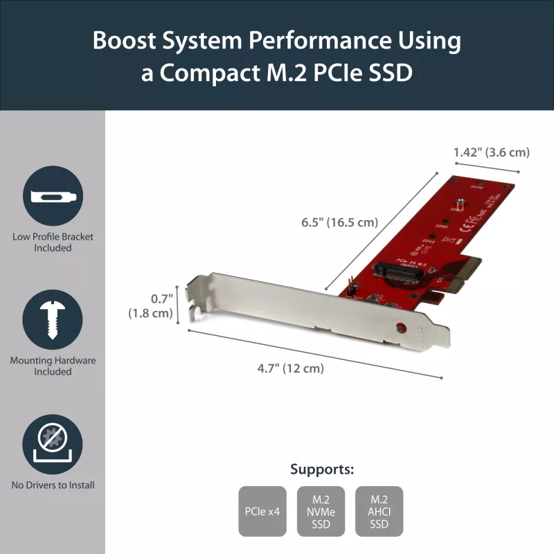 StarTech.com x4 PCI Express 3.0 – M.2 PCIe NVMe SSD -sovitin