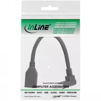 InLine DisplayPort 1.4 -sovitinkaapeli M/F, 8K4K, ylöspäin kulmattu, musta/kulta