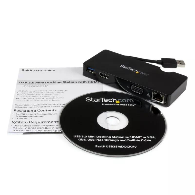 StarTech.com matkatelakointiasema kannettaville – HDMI tai VGA – USB 3.0