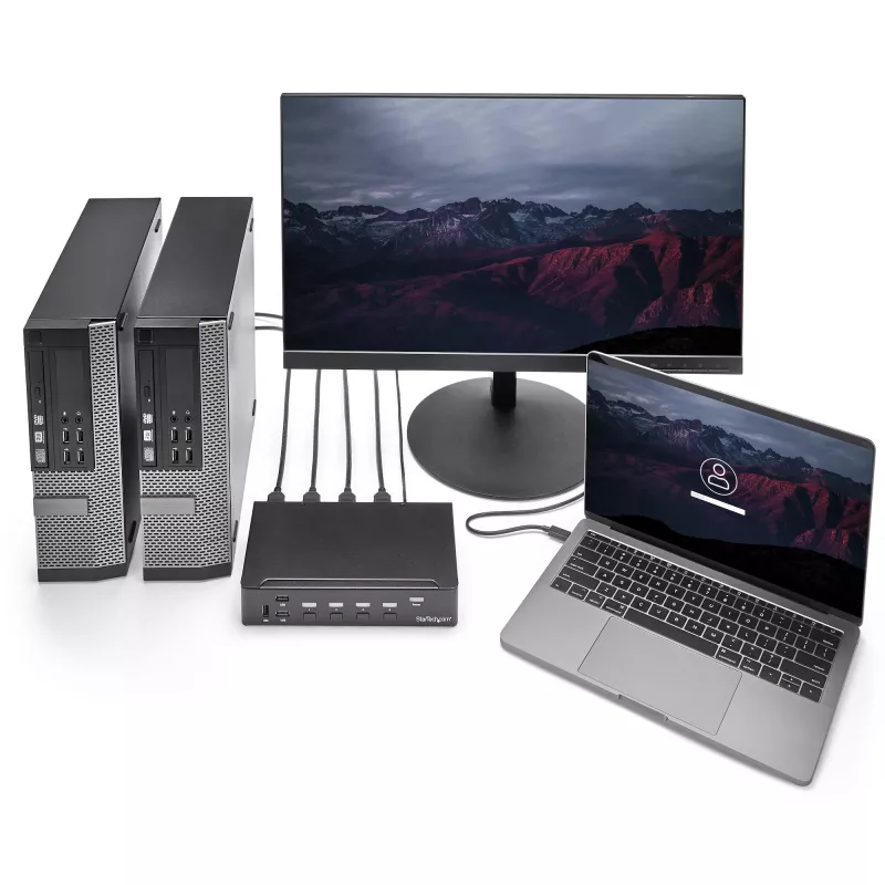 StarTech.com 4-porttinen HDMI KVM-kytkin - USB 3.0 - 1080p, 1920 x 1080 pikseliä, rack-asennus, musta