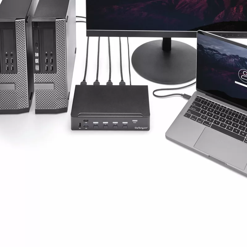 StarTech.com 4-porttinen HDMI KVM-kytkin - USB 3.0 - 1080p, 1920 x 1080 pikseliä, rack-asennus, musta