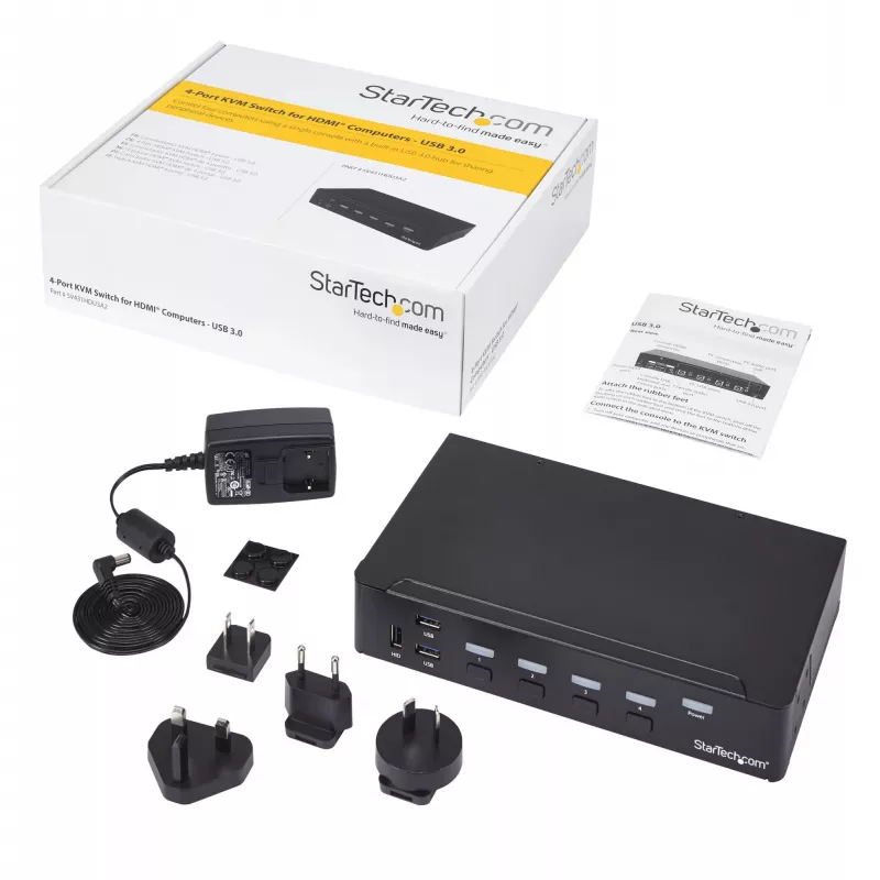 StarTech.com 4-porttinen HDMI KVM-kytkin - USB 3.0 - 1080p, 1920 x 1080 pikseliä, rack-asennus, musta