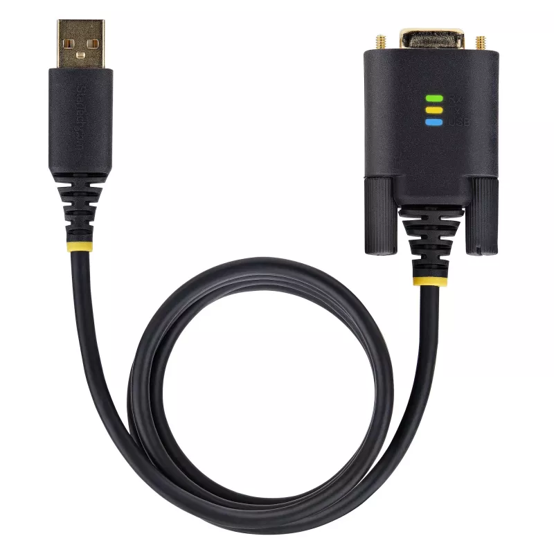 StarTech.com 3 ft (1 m) USB - sarja-adapterikaapeli, COM-säilytys, vaihdettavat ruuvit/mutterit, USB-A - DB9 RS232, FTDI IC, ESD-suoja, Windows/macOS/Linux