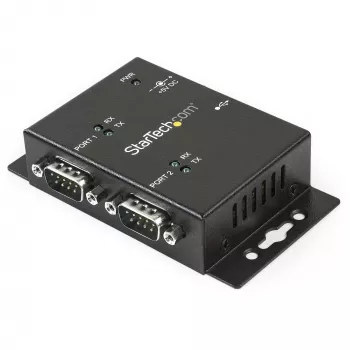 StarTech.com 2-porttinen teollinen, seinäasennettava USB - sarjaportti -adapterikeskitin DIN-kiskokiinnikkeillä