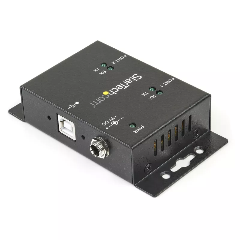 StarTech.com 2-porttinen teollinen, seinäasennettava USB - sarjaportti -adapterikeskitin DIN-kiskokiinnikkeillä