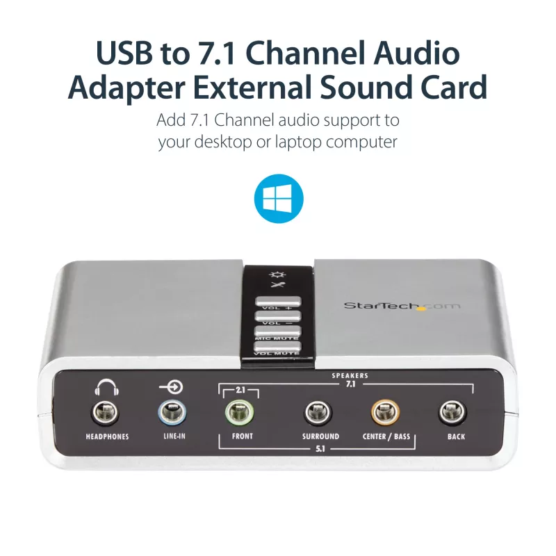 StarTech.com 7.1 USB -äänisovitin ulkoinen äänikortti SPDIF-digitaaliäänellä