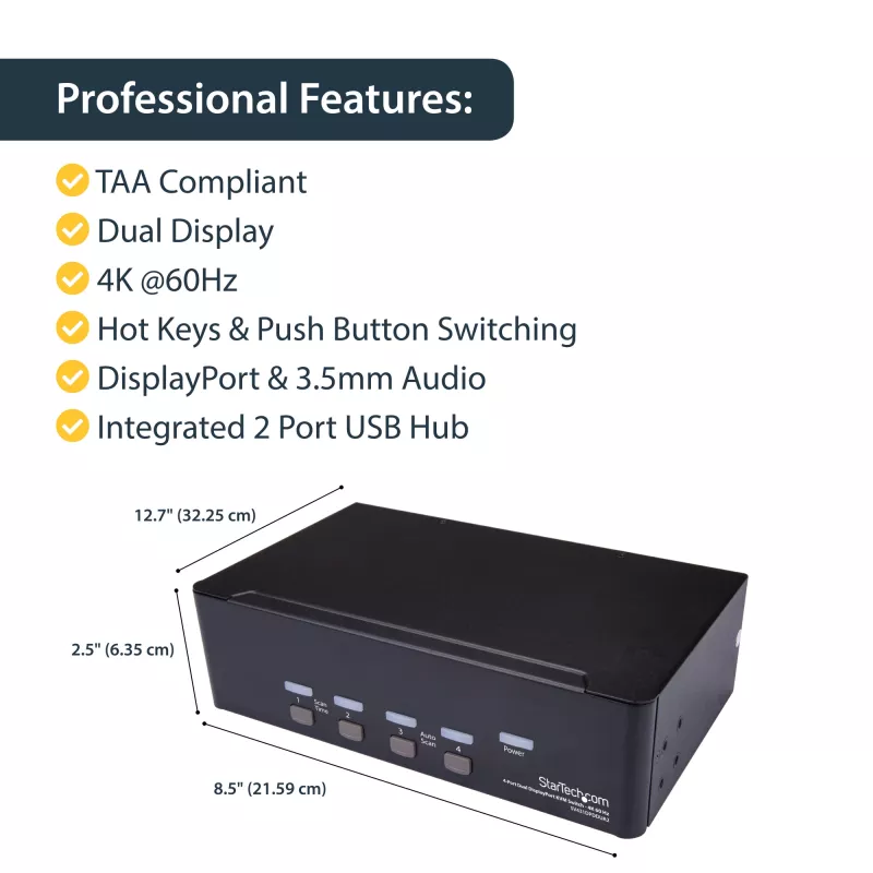 StarTech.com 4-porttinen Dual DisplayPort KVM-kytkin - 4K 60Hz