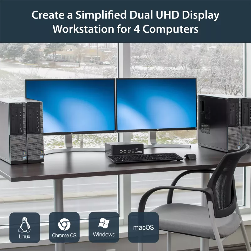 StarTech.com 4-porttinen Dual DisplayPort KVM-kytkin - 4K 60Hz