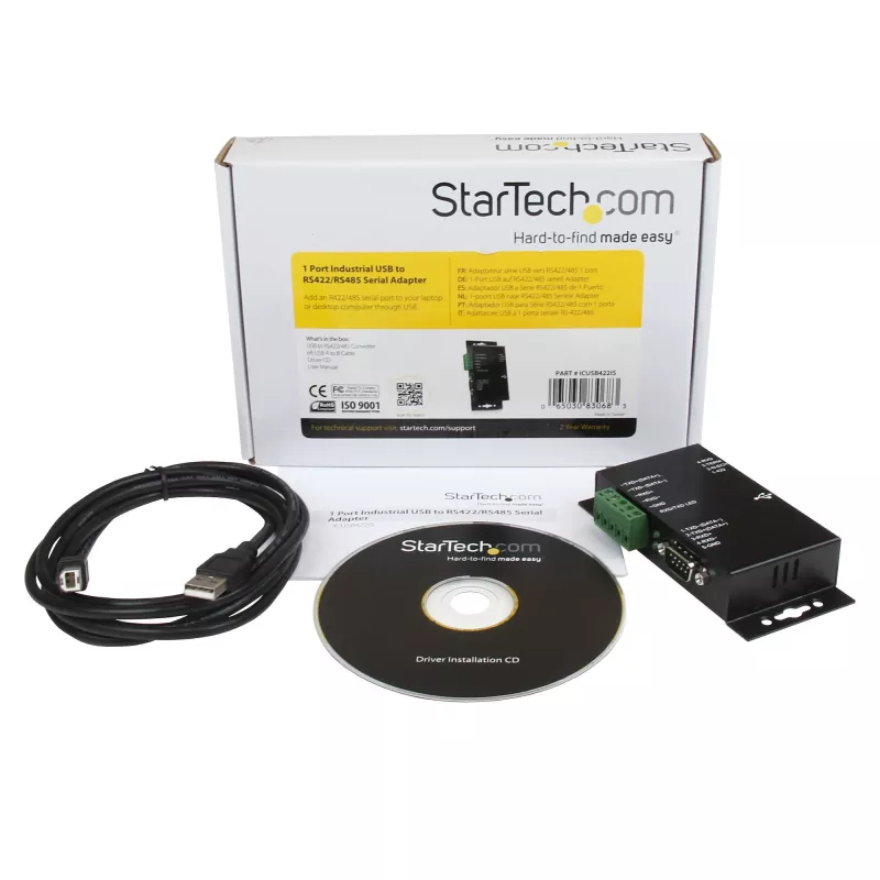 StarTech.com 1-porttinen teollinen USB–RS422/RS485-sarja-adapteri metallirungolla ja eristyksellä