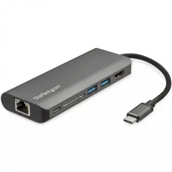 StarTech.com USB C -moniporttadapteri – USB-C-matkatelakka 4K HDMI:llä, 3x USB 3.0 -keskitin, SD/SDHC, GbE, 60W PD 3.0 -läpivienti – USB Type-C/Thunderbolt 3 – korvaa DKT30CSDHPD